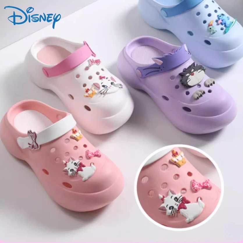 Disney Kawaii Slippers Mary Cat Stitch Series Figure Lucifer Outdoor Cool Slipper Anti Slip Thick Bottom Sandals Women Kids Gift