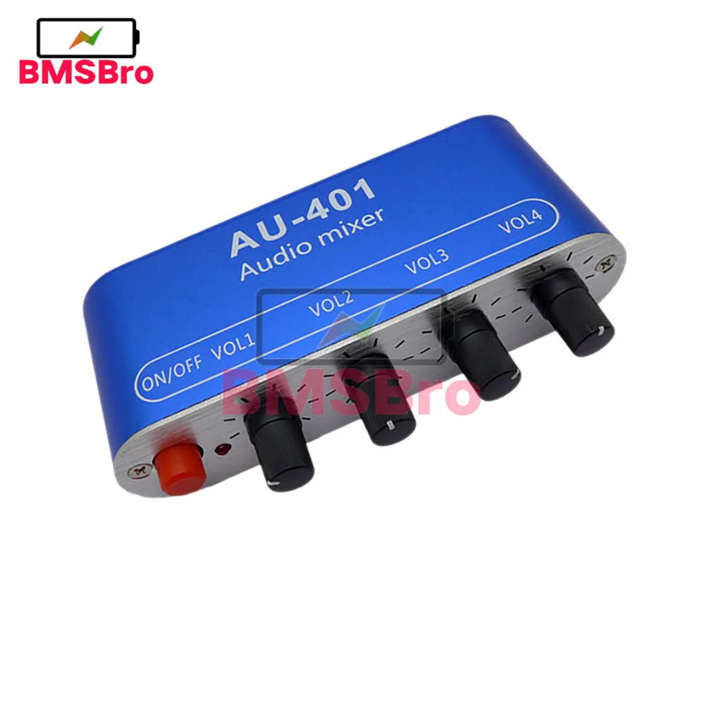 Stereo AUX mini JACK 3.5 mm Audio Mixer 4 Input to 1 output Individually Controls Board Sound mixing DIY Headphones Amplifier