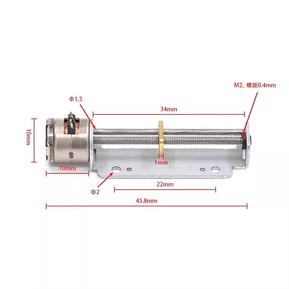 Micro 2-phase 4-wire 10mm screw slide table stepper motor precision linear telescopic metal screw nut slider