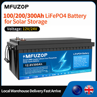 MFUZOP 12V/24V 100Ah LiFePO4 Battery 12V 200Ah 300Ah Lithium with Improved BMS 8000-15000 Deep Cycles Support in Series/Paral