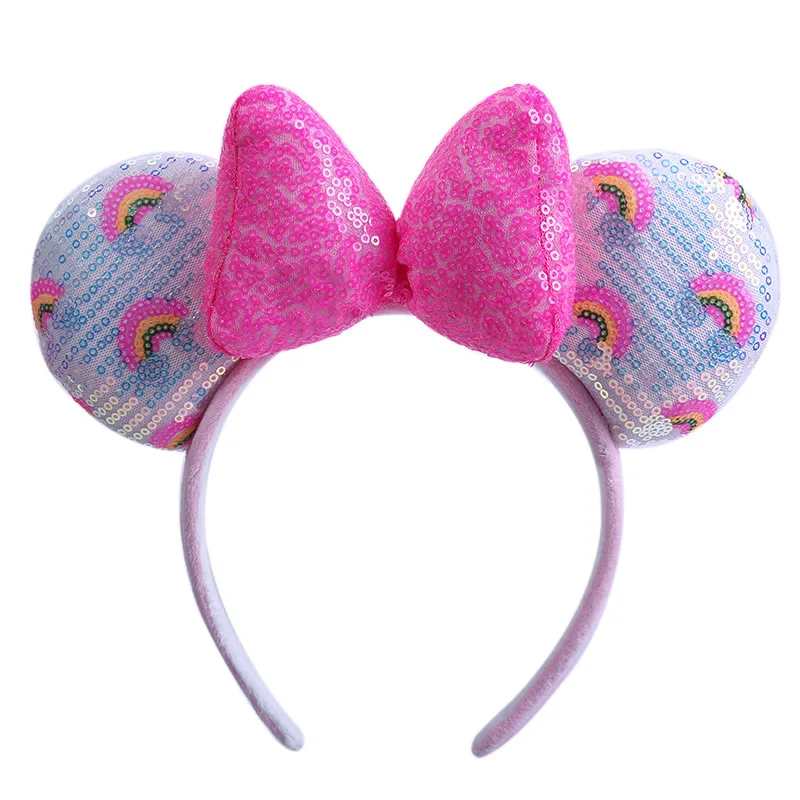 

2024 Disney Thicker Mouse Ears Headband For Girls Women Big Sequins Bow Hairband DIY Festival Party Hair Accessories