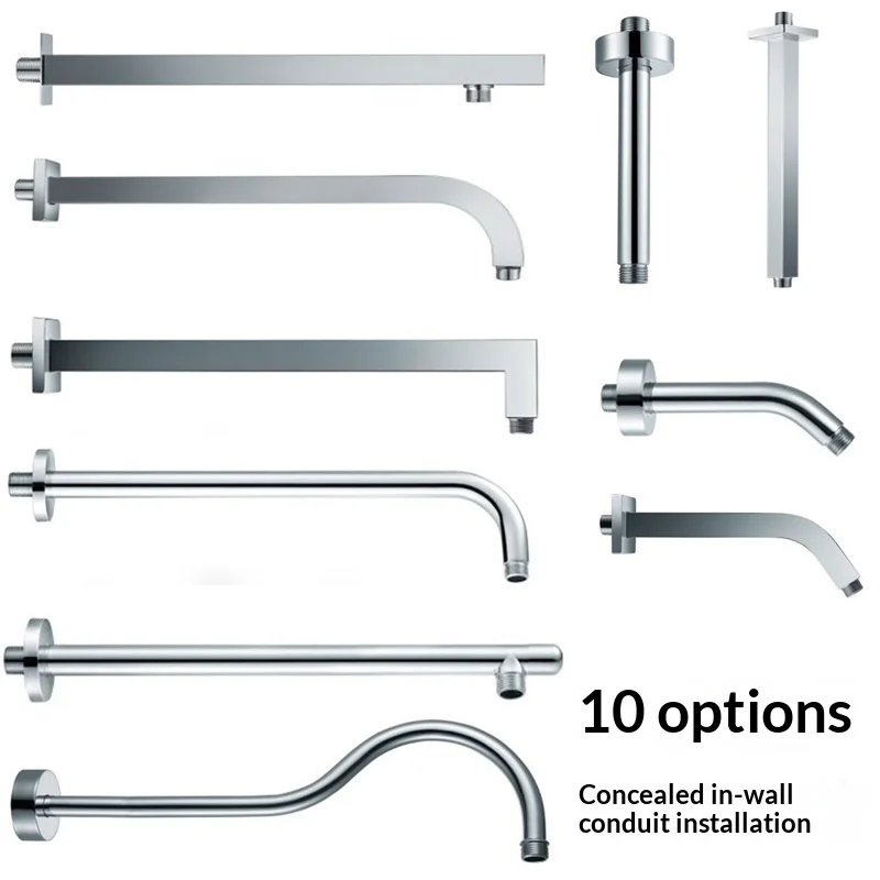 

All copper concealed wall round square chrome-plated top spray shower pipe 40cm elbow shower rod ceiling rod shower arm