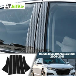 Glossy Black Carbon Fiber Window Door Deal B C Pillar Post Cover Sticker For Honda Accord 10 2018-2023 2019 2020 2021 2022