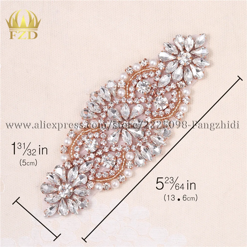 (1piece)Handmade Sew Iron on Diamante Clear Beaded Crystal Rhinestone Applique Patch for Wedding Dresses DIY Crystal Bridal Belt