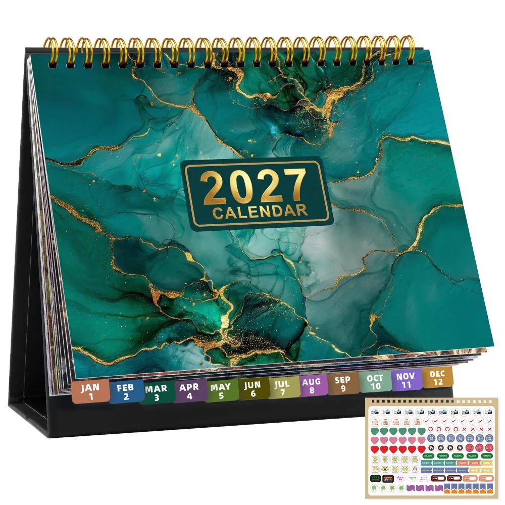 Wirebound Desk Calendar Multi-function Daily Planner Planner Scheduler Tear-Off Pages Notebook Agenda Organizer