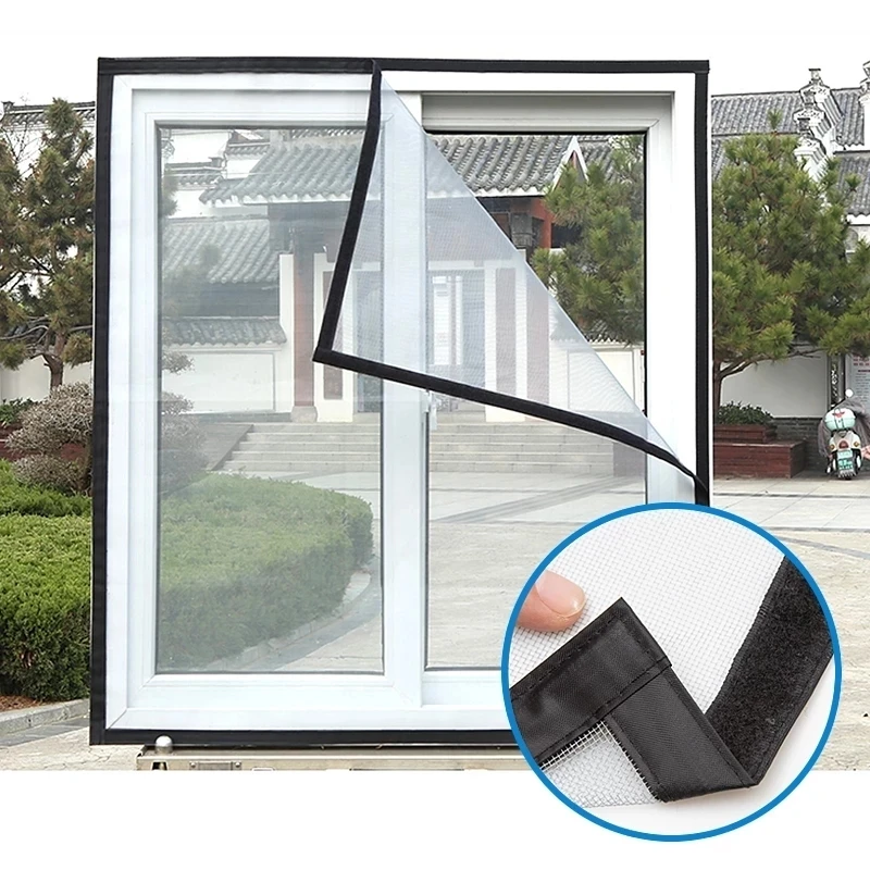 Summer Window Mosquito Nets Indoor Fly-proof Can Be Customized Gray Mesh Black  Detachable Invisible Anti-mosquito Screen