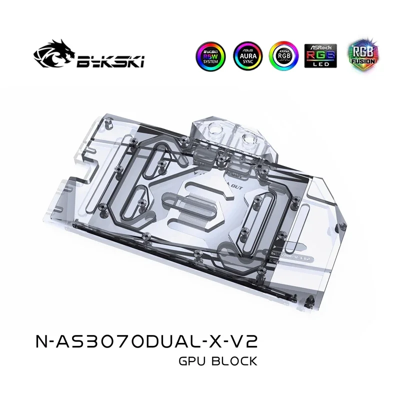 Bykski Water Cooling Block Use for ASUS GeForce DUAL/TUF RTX 3070/3060Ti 8G GAMING GPU Card/Full Cover Copper Radiator/RGB Light