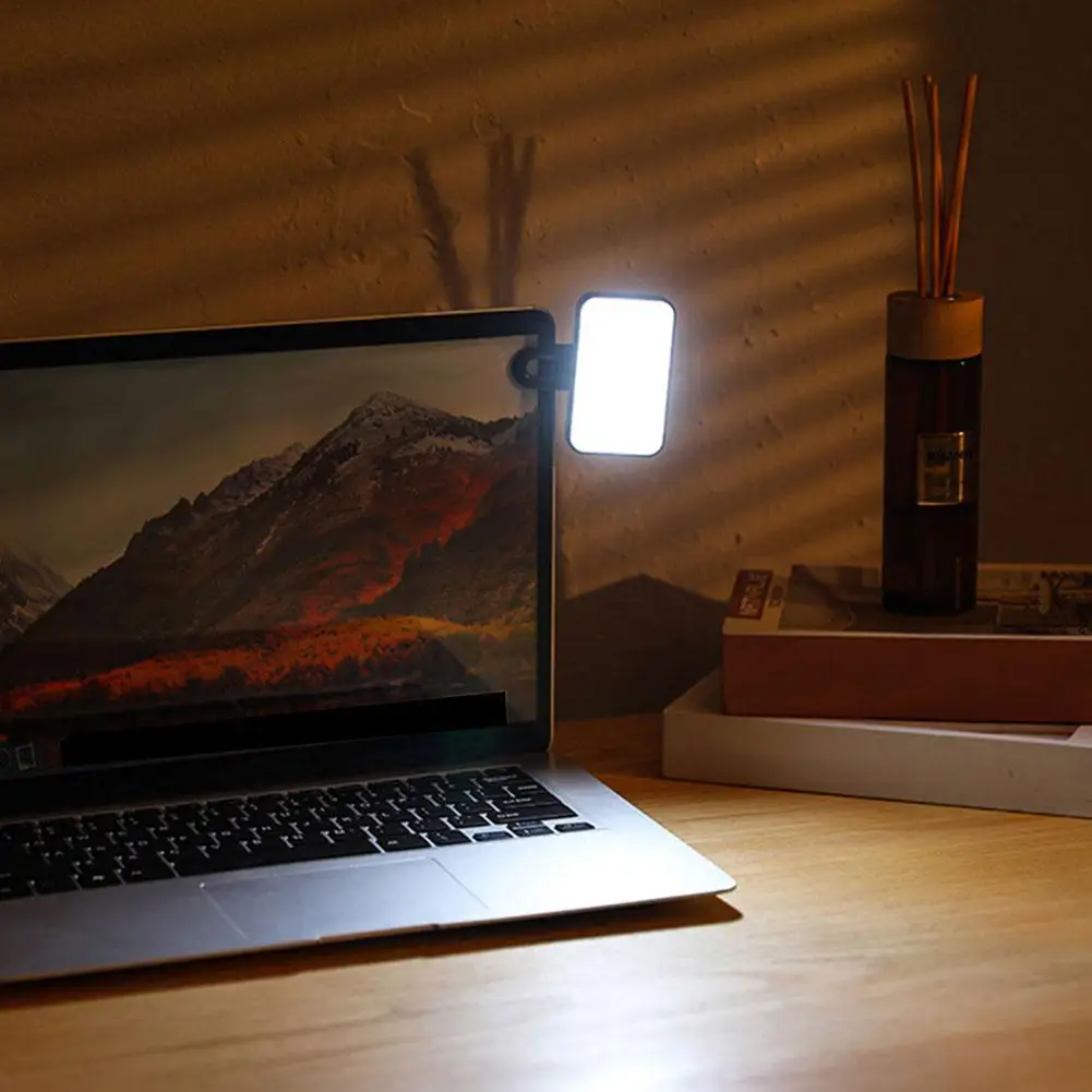 Portable Mini Selfie Fill Light Rechargeable 3 Modes Adjustable Brightness Clip On For Phone Laptop Tablet Meeting Make Up