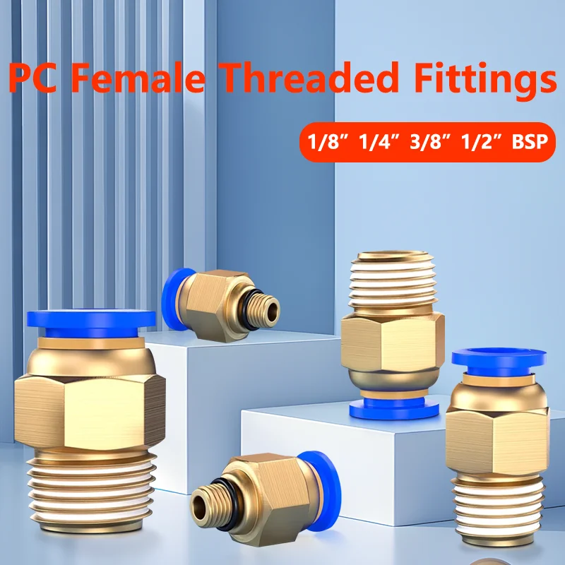 

50/200PCS PC Thread 1/8" 1/4" 3/8" 1/2" Pneumatic Air Connector Fitting Hose Fittings Pipe Quick Connectors 4mm 6mm 8mm 10mm 12