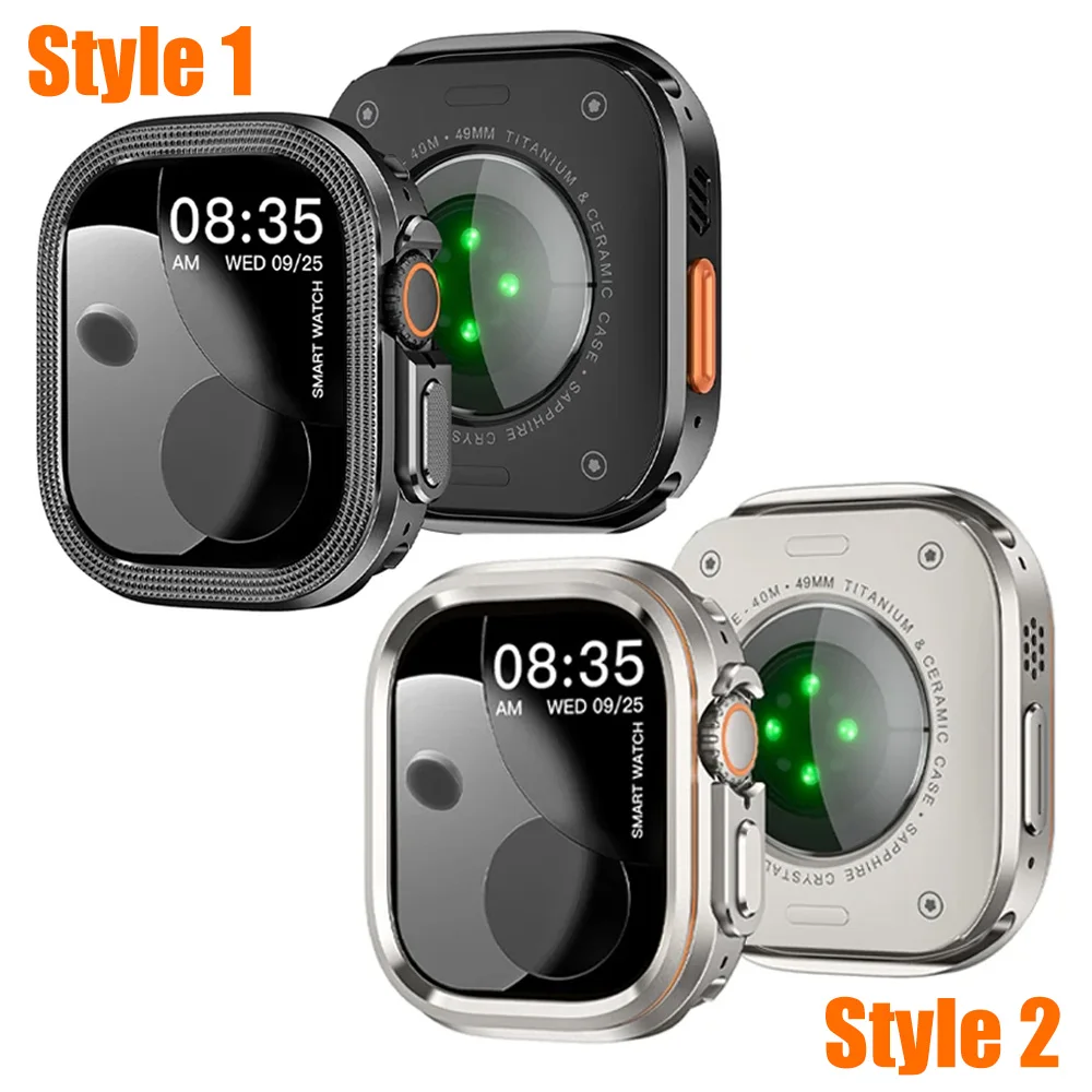 Metal + PC Cover for Apple Watch Ultra 3/2/1 49mm Anti-Scratch Shockproof Protective Case for Iwatch 49MM Rhombus Pattern / Halo