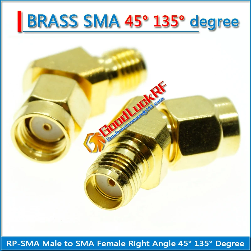 RP-SMA RPSMA RP SMA Male to SMA Female 45° 135° Degree Oblique Angle Gold Brass Coaxial RF Adapter Connector Cable Socket