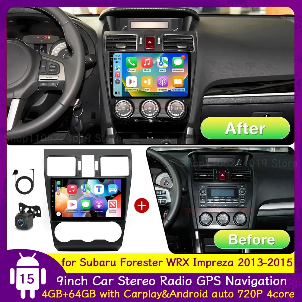 

9'' Car Stereo Radio GPS Navi 4GB+64GB for Subaru Forester WRX Impreza 2013-2015 Android15 with Carplay/Android Auto WiFi