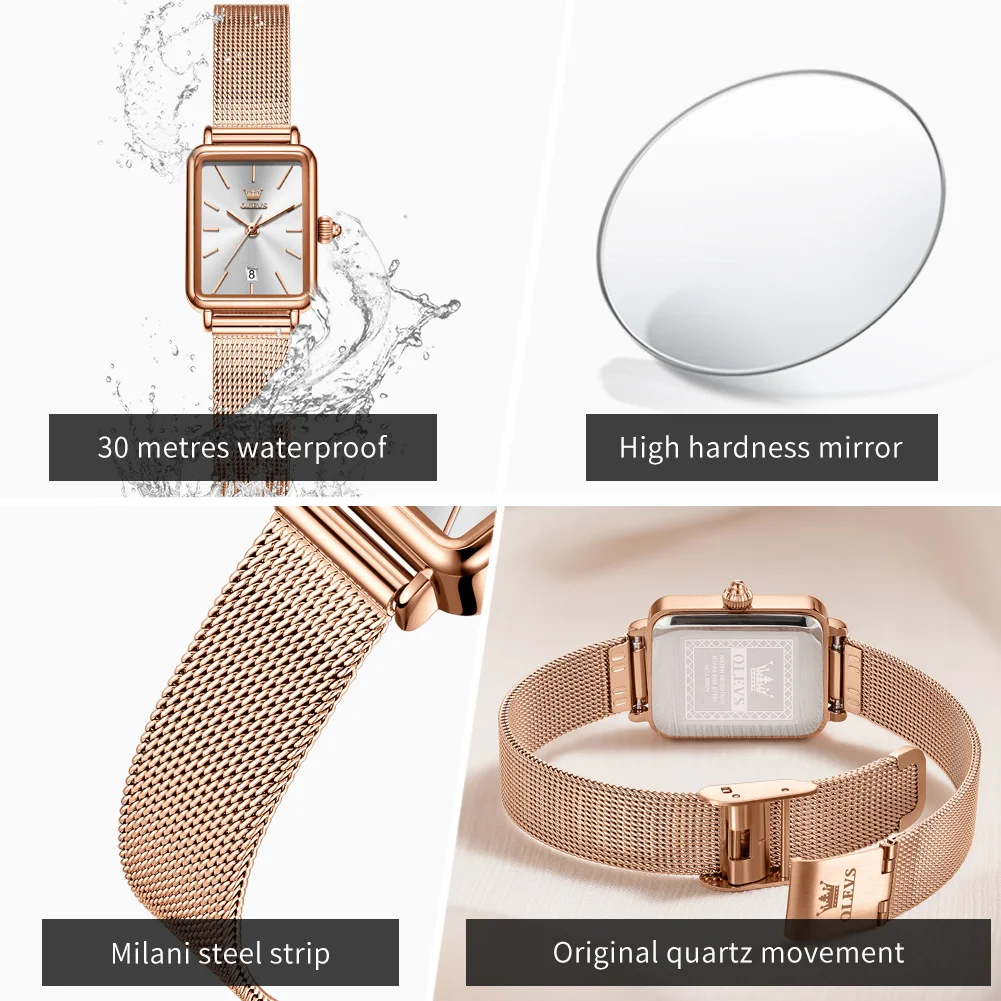 OLEVS Watch Women 3692 New Watch  Casual Fashion Quartz Wristwatch Waterproof Luminous Date Square Watch Ladies Gifts Reloj