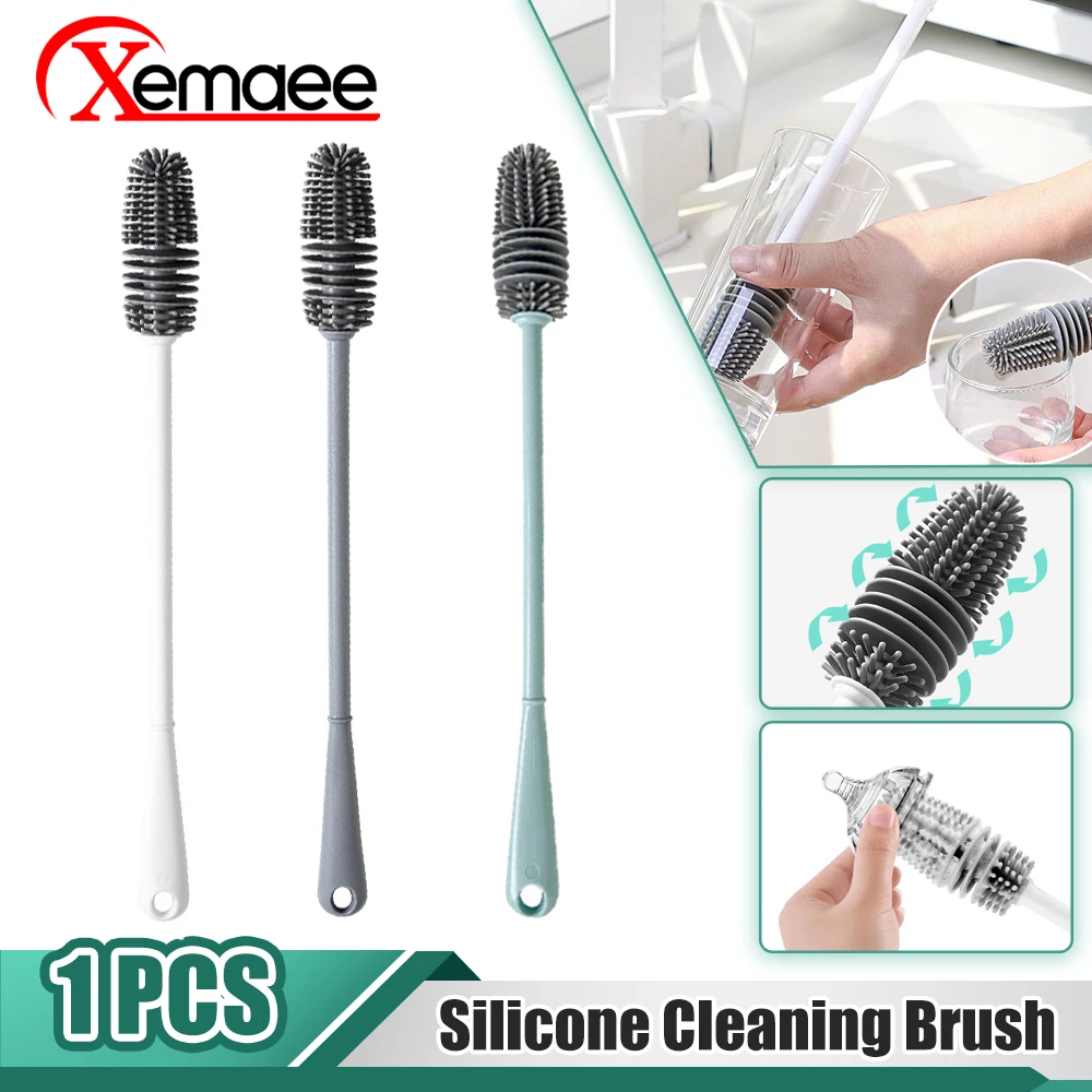 Silicone Cup Brushes Glass Cleaning Brushes Cup Scrubbers Bottles Thermos Cleaning Brushes Kitchen Handles Bottle Washing Tools