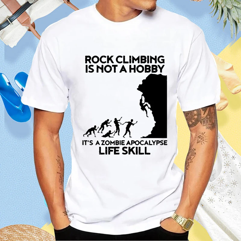

Забавная футболка для скалолазания Zombie Escape Rock Climber, повседневная модная свободная мужская футболка в стиле Харадзюку, хлопковая мягкая женская футболка в стиле хип-хоп