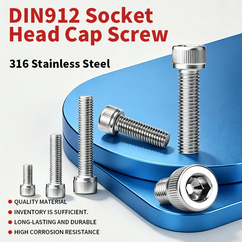 A4‑70 316 Stainless Steel Hexagon Socket Head Bolts DIN912, Metric Allen Socket Cap Screws Fasteners M2 M2.5 M3 M4 M5 M6 M8 M10