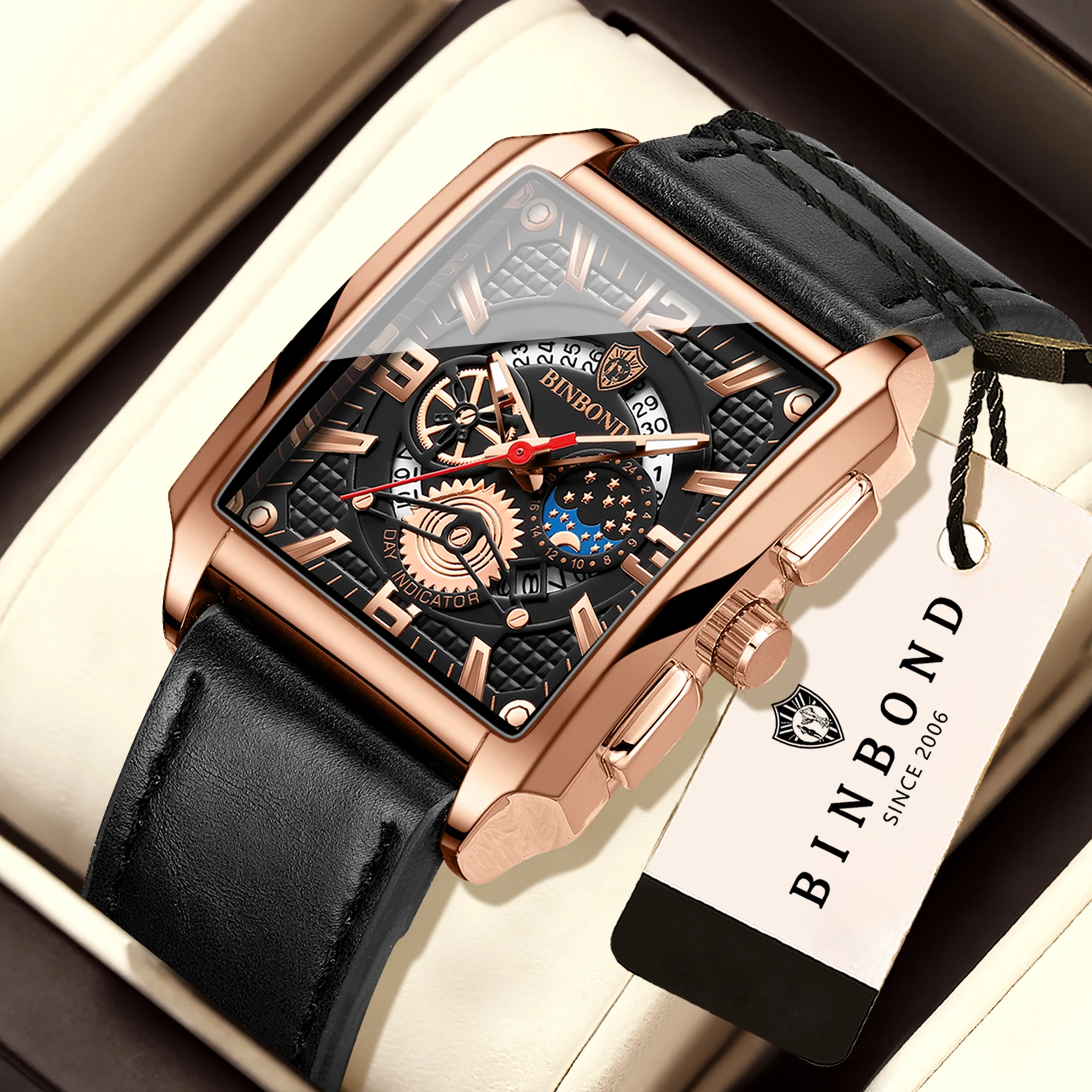 

BINBOND Orginal Vintage Day&Night Precise Quartz Watches For Men Luxury Luminous Waterproof Sturdy Men's Watch Reloj