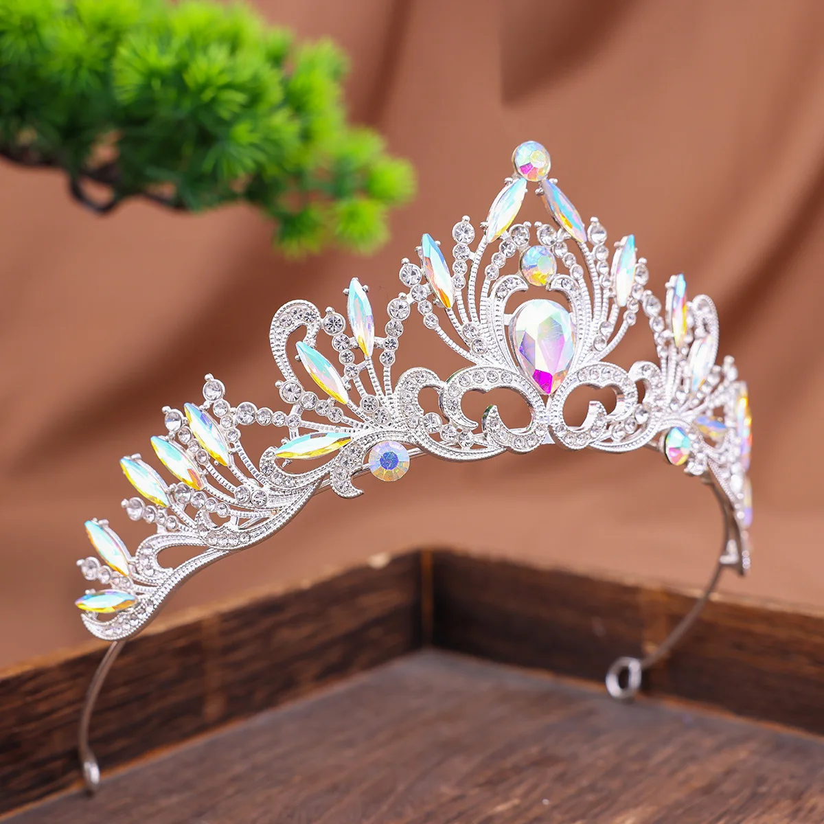 Fashion Elegant Korean Girls Crystal Tiara Crown For Women Party Wedding Princess Rhinestone Bridal Crown Hair Jewelry