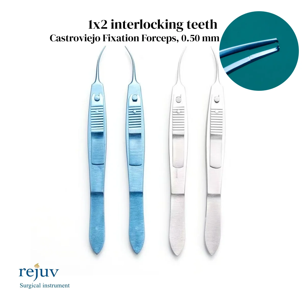 

Castroviejo Fixation Forceps Straight 1x2 teeth 0.5mm with lock Ophthalmic Eye Surgical Instrument