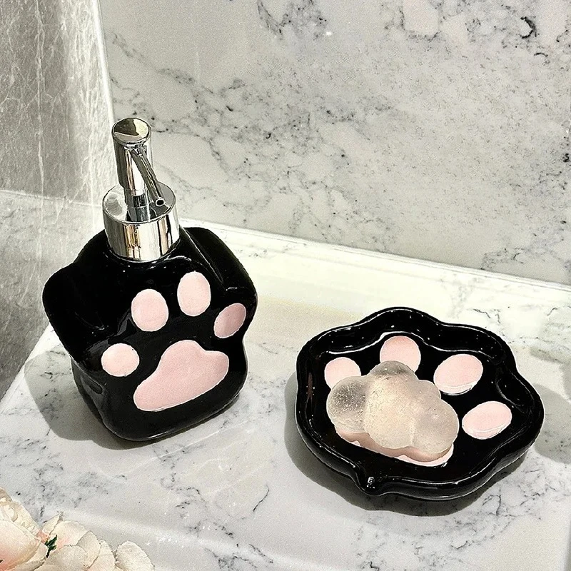 

Cute Cat's Paw Liquid Soap Dispenser Shower Gel Shampoo Ceramic Soap Dispenser Cat'spaw Soap Container Bathroom Accessories Gift