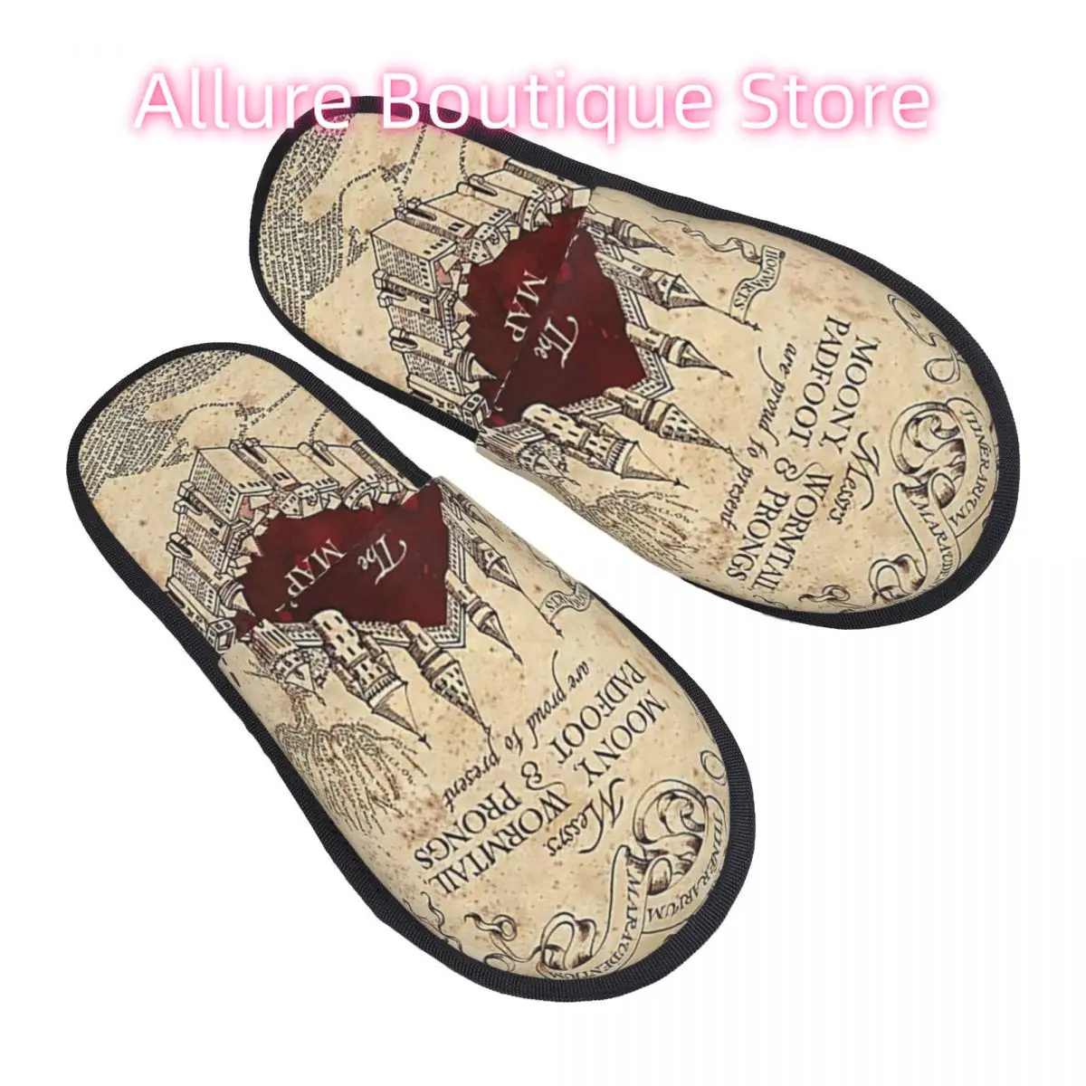 

Custom Magic Marauders Map House Slippers Women Comfy Memory Foam Potters Slip On Spa Slipper Shoes