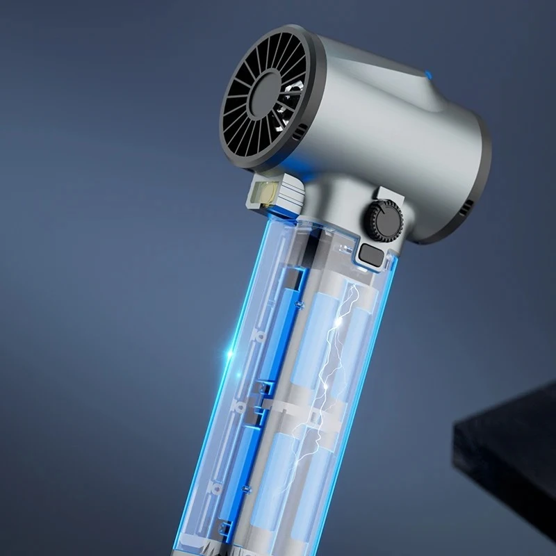 Handheld Hair Dryer Light Four Wind Speed Dust Combustion Turbine for Car Home Hotel Featuring Battery Plastic Construction