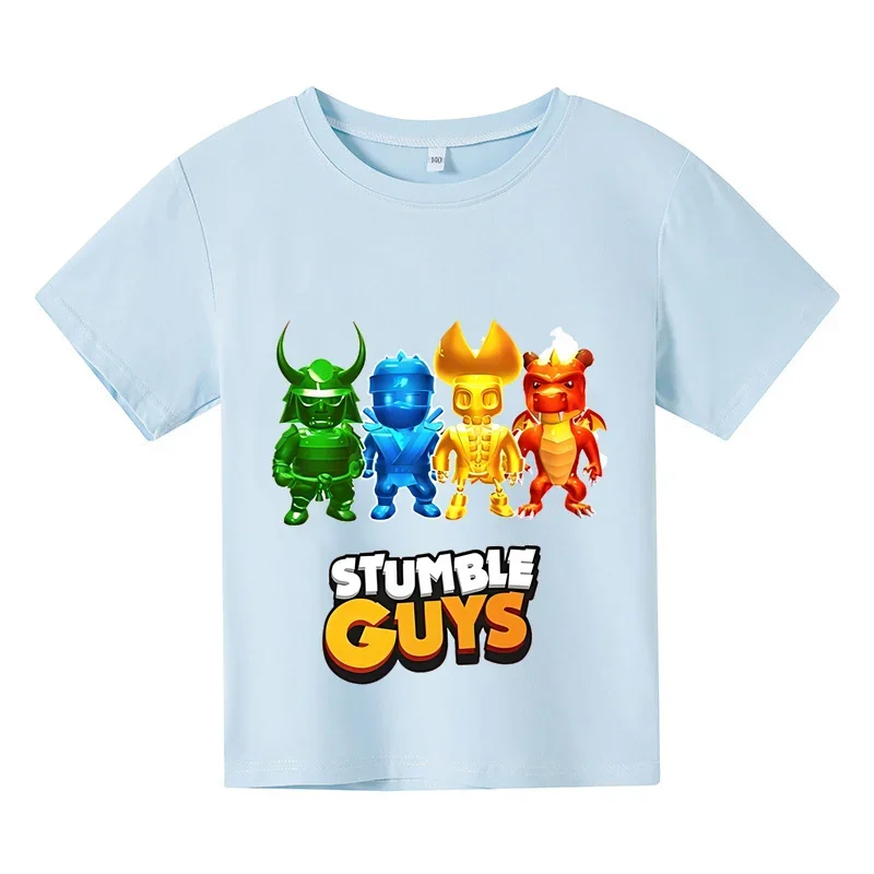 Stumble Guys Games Robloxing Summer Short Sleeve Kids Boutique T-shirt Kawaii Anime Short Sleeve Boys and Girls