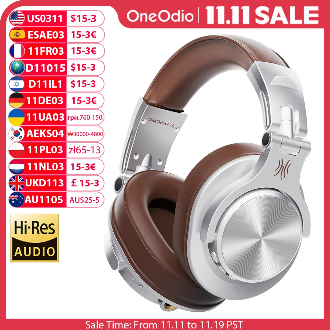 Oneodio A70-X Fusion Wired + Wireless Bluetooth 5.2 cuffie per telefono con microfono Over Ear Studio cuffie DJ cuffie di registrazione