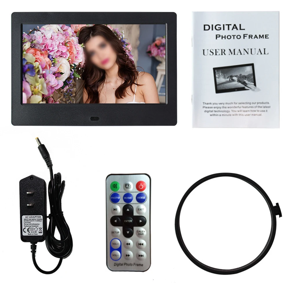 HD Digital Photo Frame 7 inch Frame Full-View Screen Video Photo Electronic Album Support Music/Video/Photo Calendar Clock