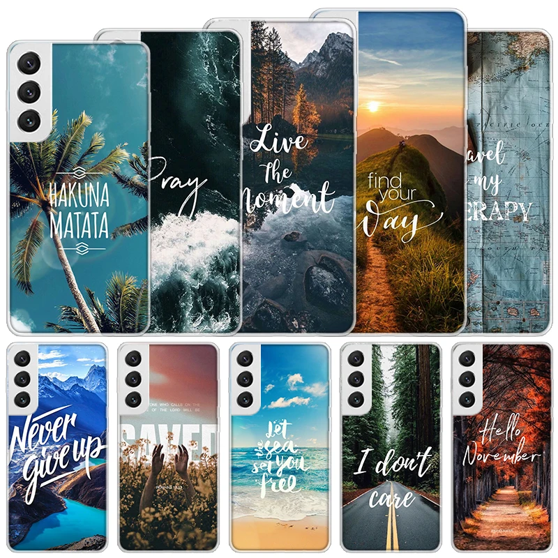 Travel Mountain Beach Proverb Soft Case For Samsung Galaxy S24 S23 S22 S21 Ultra S20 FE S10 Plus Phone Cover S9 S8 + S10E Funda