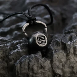 Gothic loli fitness exercise dumbbell necklace trendy men's personality pendant titanium steel fashionable men's jewelry