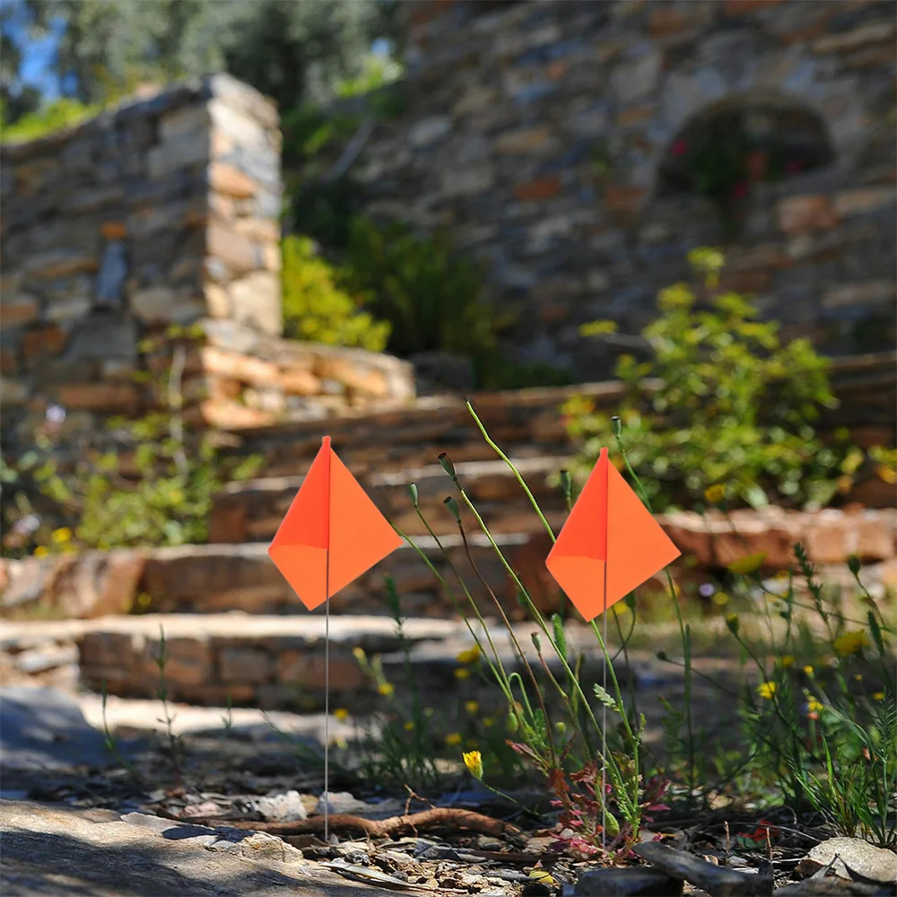 Sturdy Orange PVC Marking Flags Outdoor Garden Utility Boundary Marker For Irrigation Layout Landscaping Site Mapping