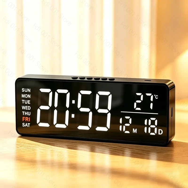 English Smart Large Screen Digital Clock Home Office Desktop Decoration Multifunctional Luminous Electronic Clock