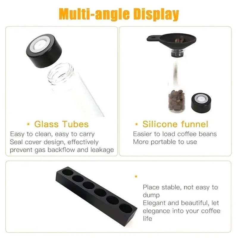 Coffee Beans Storage Container Portable Coffee Storage Jar Display Rack Glass Tea Tube Bottle Espresso Accessories Tool