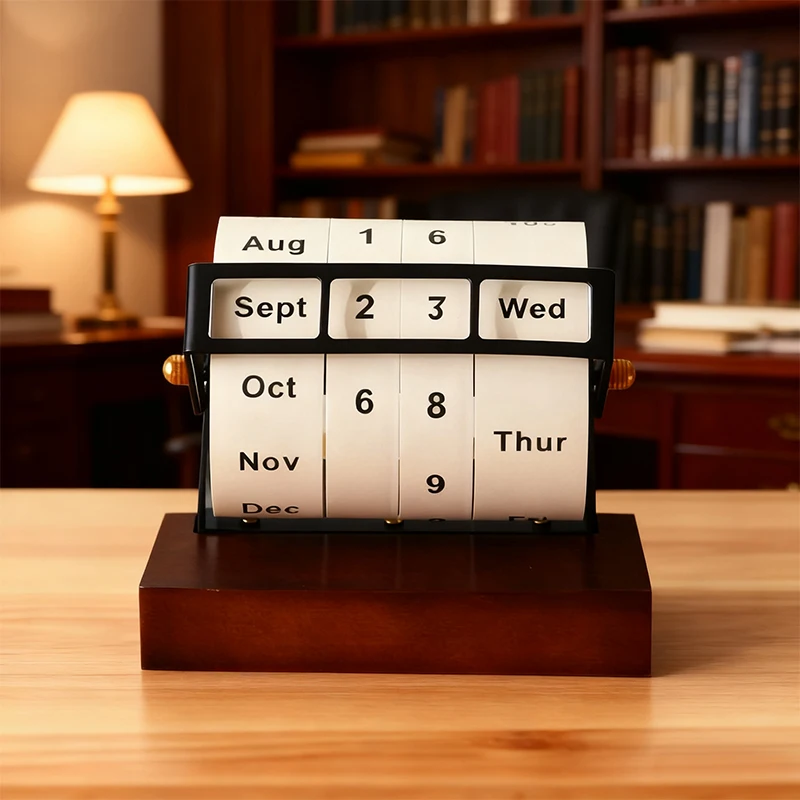 Calendrier perpétuel à roue, grand calendrier de bureau rotatif, ornements de bureau, calendrier perpétuel, compte à rebours