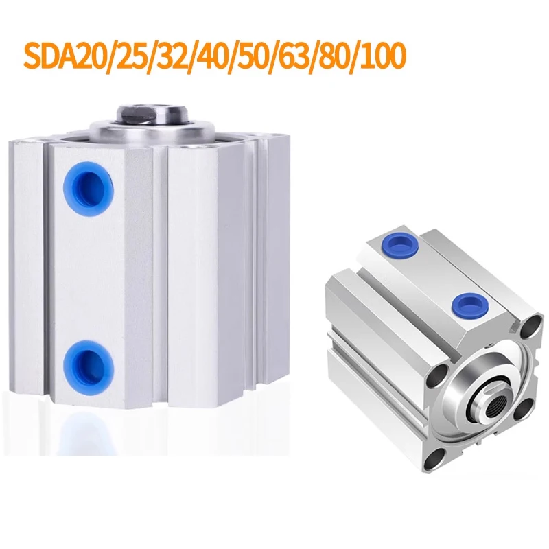 

Pneumatic Cylinder SDA 16/20/25/32/40/50/63/180/100 Series Double Acting 5-100Mm Stroke Compact Thin Air Cylinders
