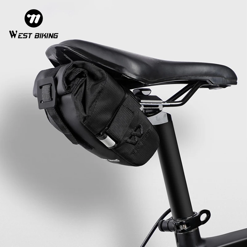 

WEST BIKING Bicycle Saddle Bag 1L Portable Foldable Tail Bag MTB Road Bike Toolkit Waterproof Cycling Bag Bike Accessories