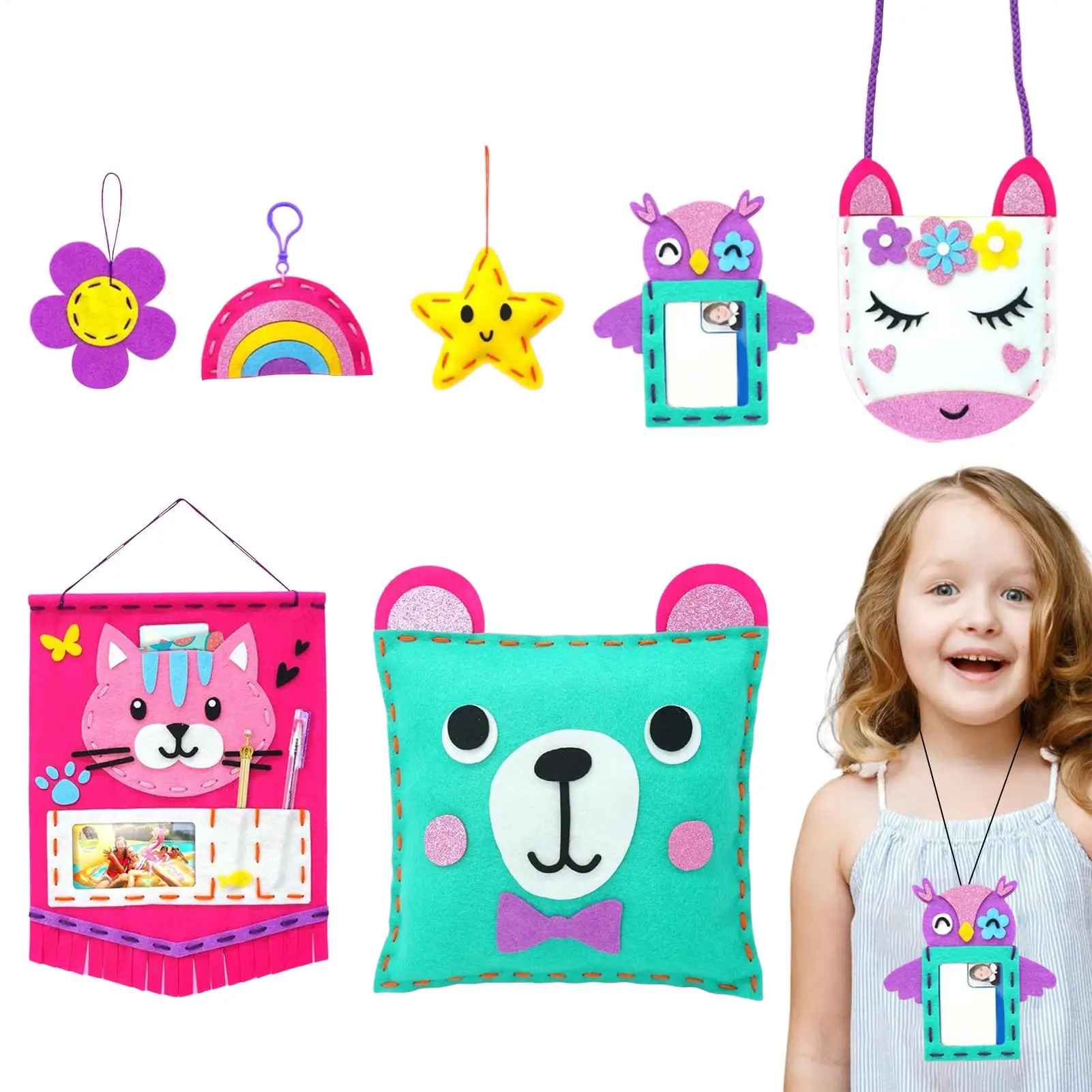 

Kid DIYs Sewing Toy Kits Children Felt Embroidery Creative Craft Skill Development Toys 7 Animals Craft And Sew Set For Child