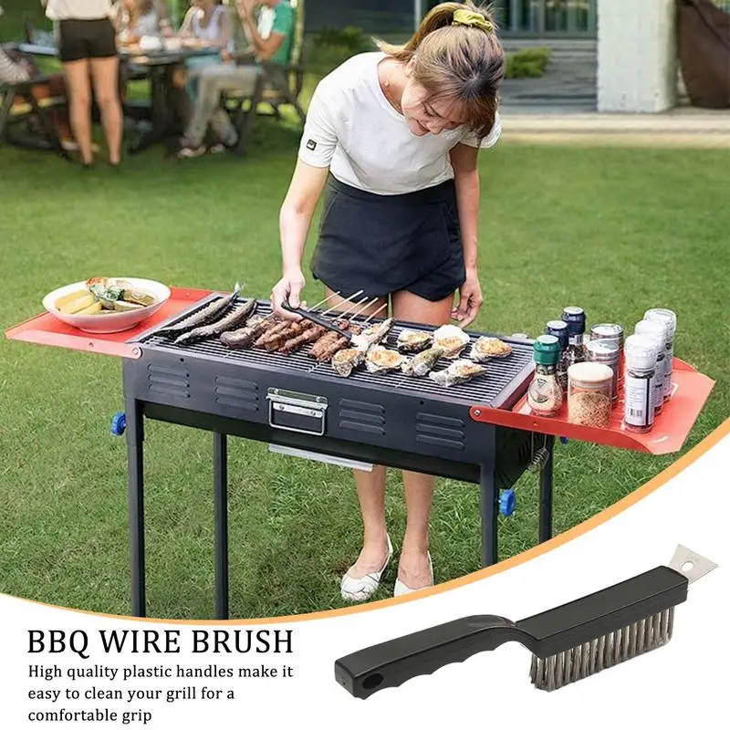 

Small Grill Brush Multifunctional BBQ Cleaner Accessories Wire Bristle Barbecue Cleaning Brush Grilling Grates Cleaning Tool