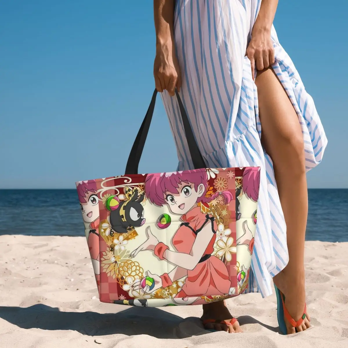 

Ranma Saotome Pig Girls Beach Tote Bag Sport Gym Yoga Duffle Large Tote Bag Women Travel Bag Fitness bag