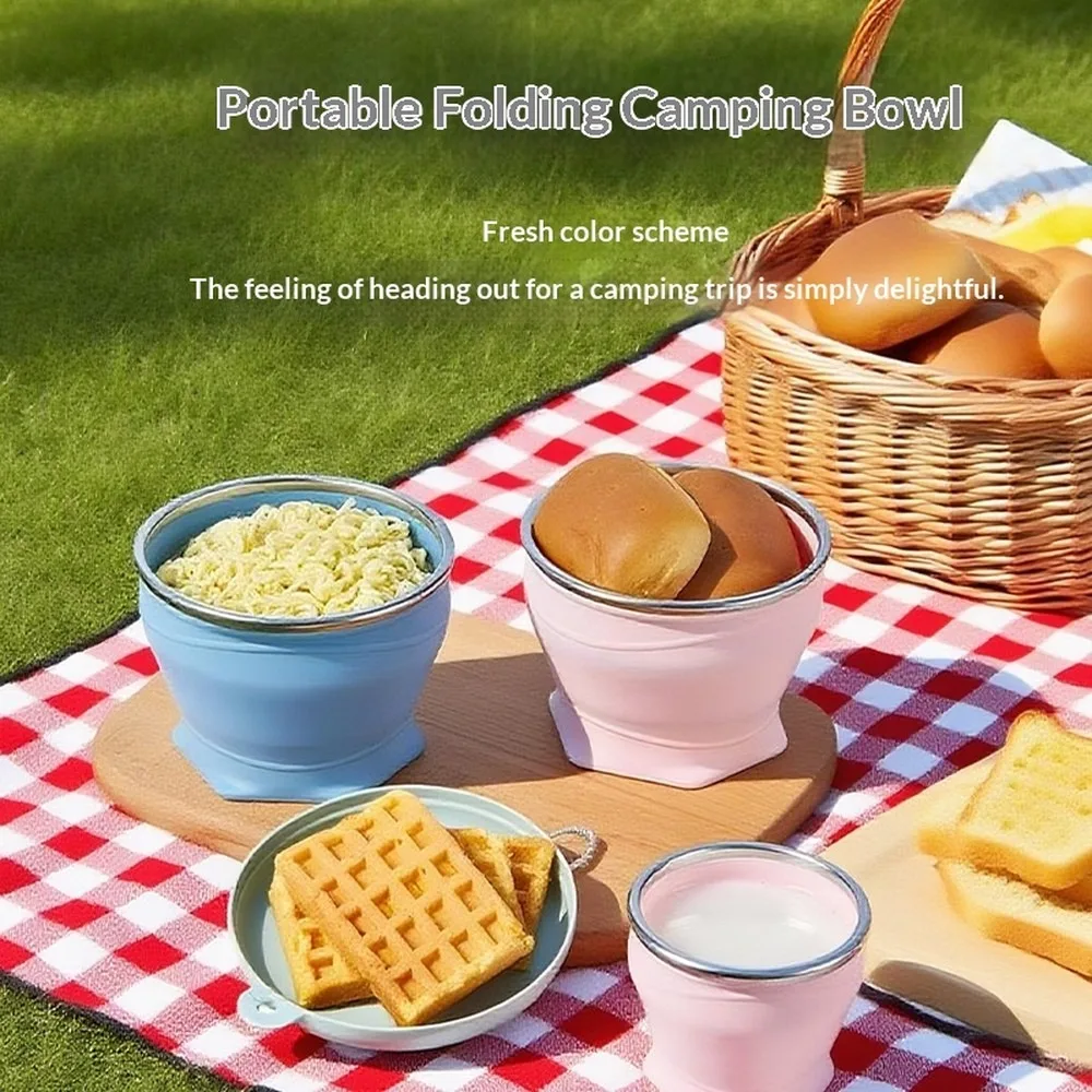 Collapsible Travel Bowl Portable Silicone Food-Grade Kids Outdoor Picnic Lunch Box Expandable Reusable