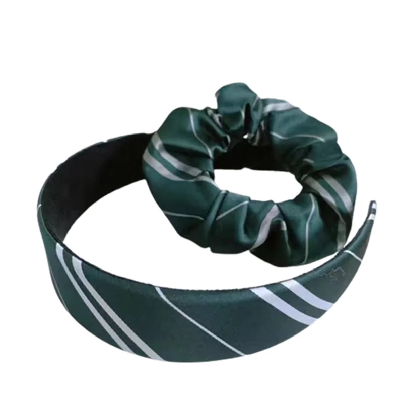 Wizard Magic Headband School Slytherin Striped Head Wear Cosplay Hair Rope Scrunchie Accessories Headwear Props
