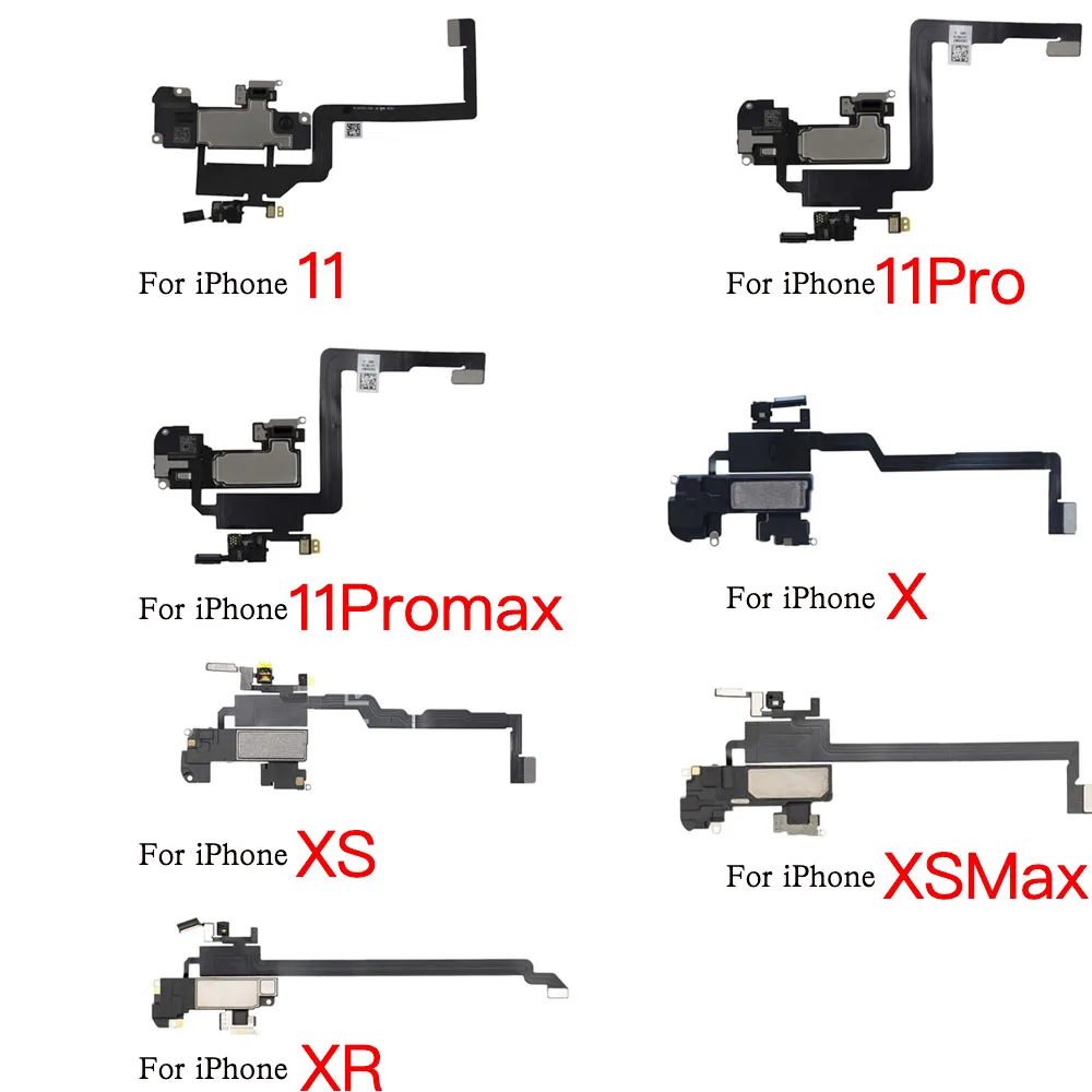 Ear Speaker With Flex Cable For iPhone X XR XS 11 Pro Max Top Loud Speaker Ear piece Include Microphone Light Sensor