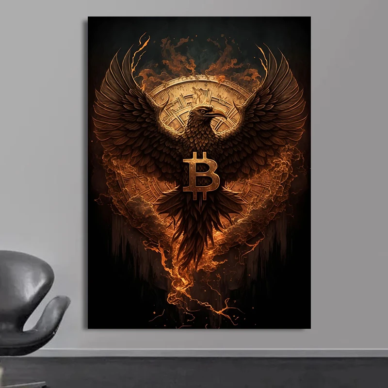 Neon Bitcoin Canvas Painting Ethereum Art Posters and Print Modern Fashion Pop Wall Pictures for Living Room Home Office Decor