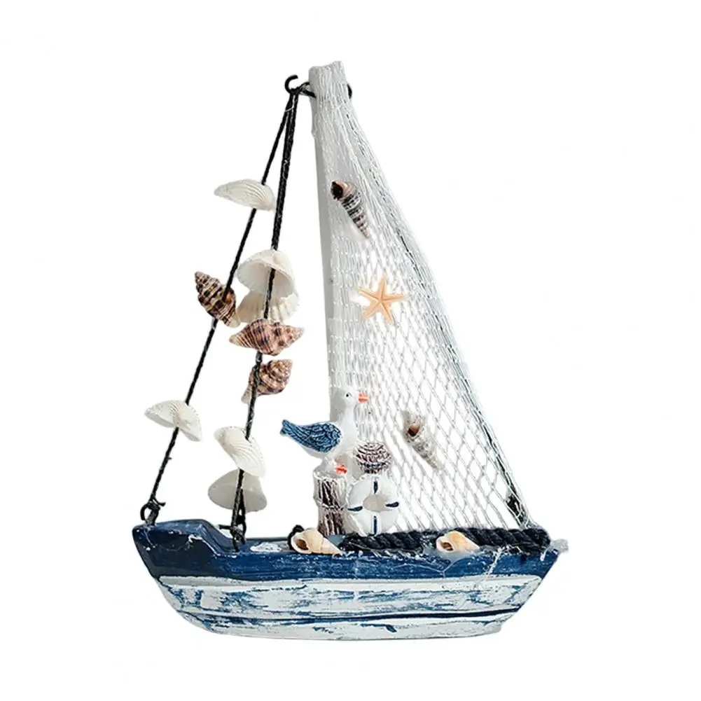 

Wooden Sailboat Table Ornament Rustic Nautical Ship Figurine Beach Ocean Theme Tabletop Ornament for Living Room Bedroom
