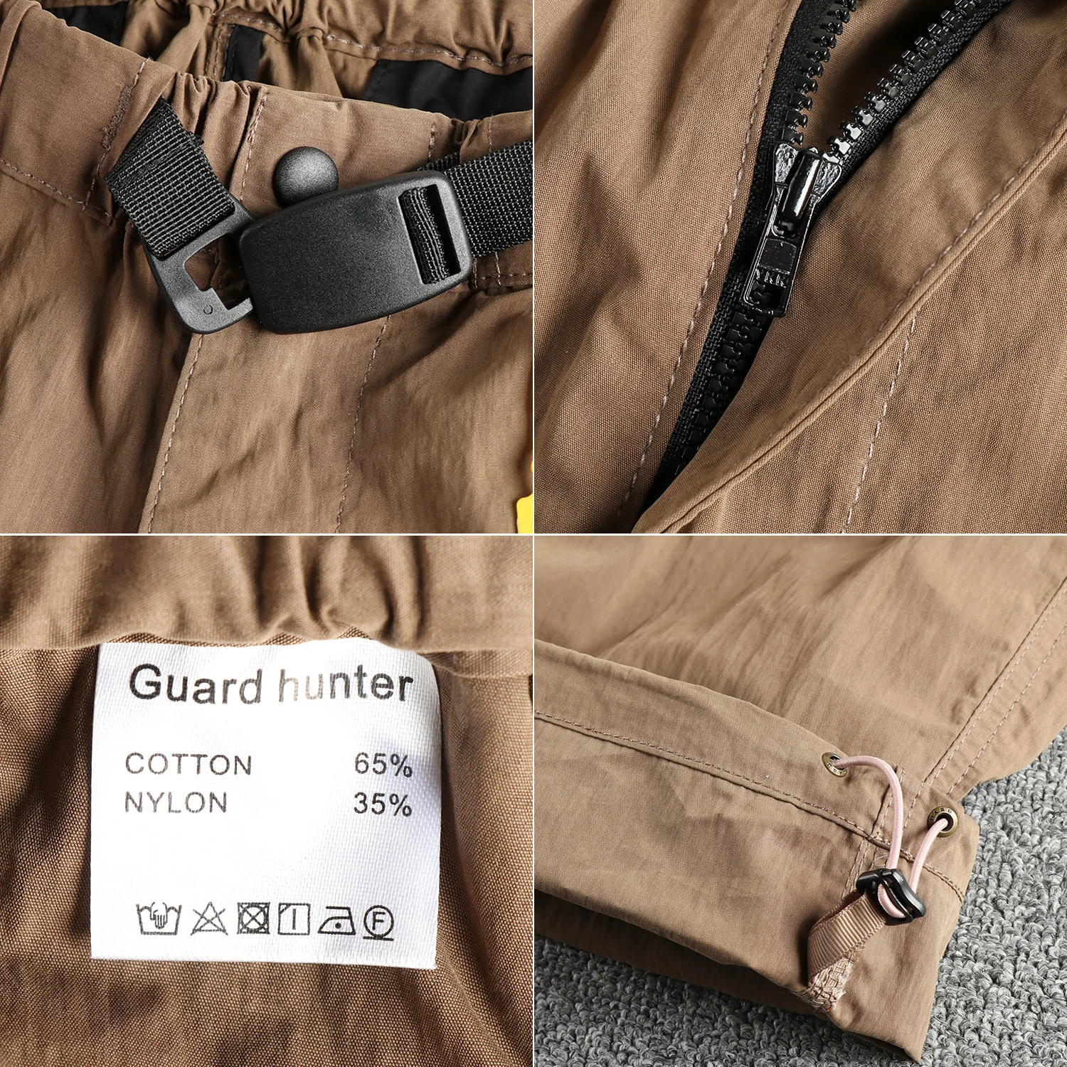 2025 Spring New American Retro Woven Cargo Pants Men's Simple Mountain Outdoor Multi Pocket Loose Straight Casual Trousers