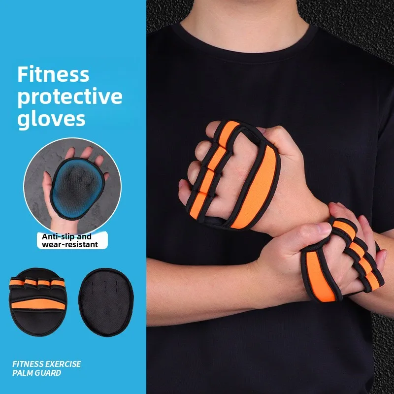 Sports Gloves Anti Slip Diving Fabric Palm Finger Widened Wrist Adjustable Fitness Cycling Gloves 1 Pc Men Women Breathable