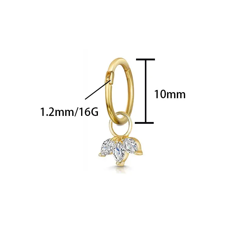 Conch Helix Chain Tassel Piercing Rook Tragus Lobe Flat Heart Flower Crown Ear Cartilage Piercing Biżuteria ze stali nierdzewnej Prezent — zdjęcie 7