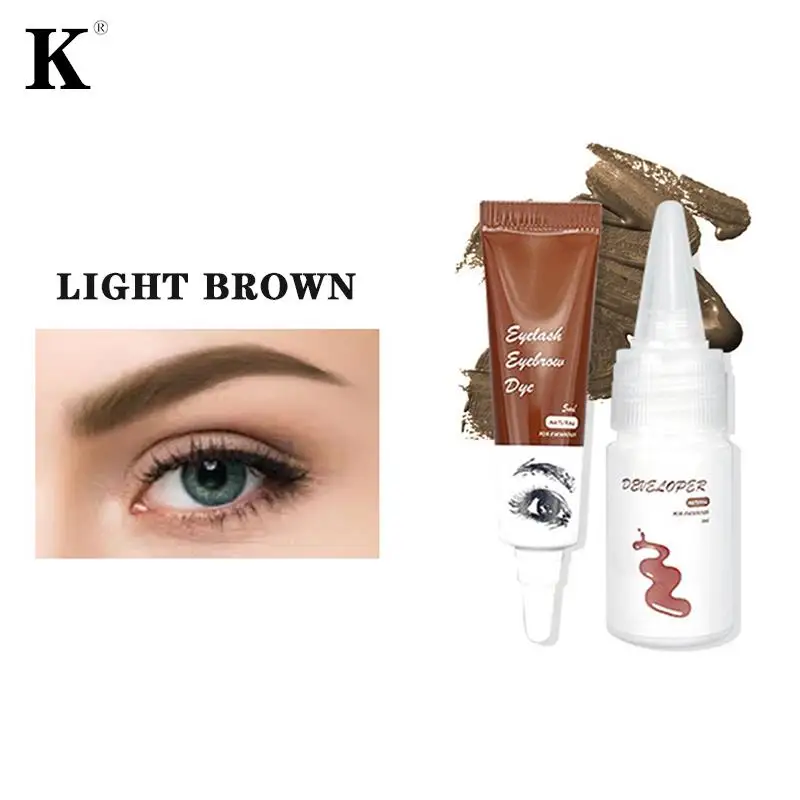 Professional Series Henna Eyelash Eyebrow Dye Tint Gel Eyelash Brown Black Color Tint Cream Kit, 15-minute Fast Tint Easy Dye