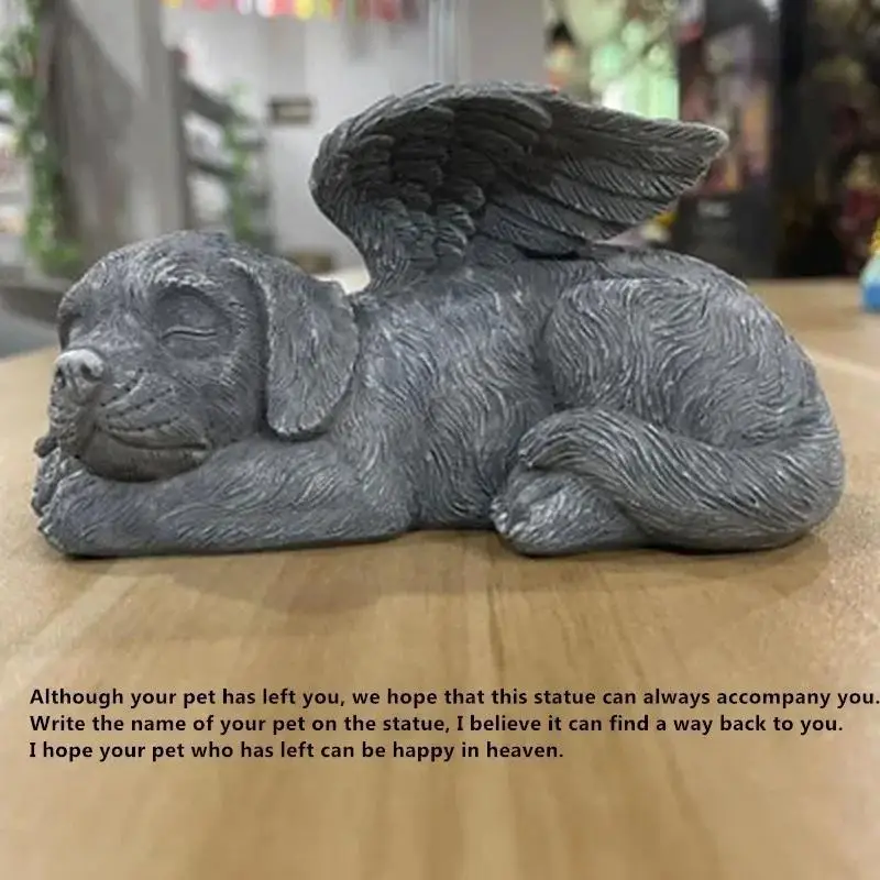 Resin Angel Dog Cat Memorial Statue Pet Tombstone Sculpture Garden Yard Decor Puppy Kitten Home Ornament Gift